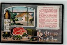 57299 W5909 Burbach , Siegerl 1918 - Westfalenlied Flasche Steinhäger Feldpost Ort lt. Stempel