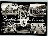 64711 W6124 Beerfelden , Odenw Foto AK Tracht Eisenbahn Viadukt Denkmal Mümlingquelle Schwimmbad