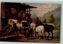 sign. Braun Louis Rast im Gebirge H Ko M No 15 Münchner Kunst Künstlerkarte