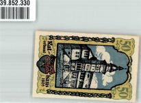 99830 O5908 Treffurt 1921 Notgeldschein 50 pfg. Rathaus erbaut 1609