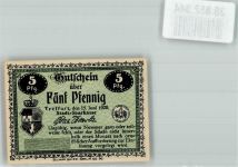 99830 O5908 Treffurt 1920 Notgeldschein 5 Pfg. Gutschein Stadt-Sparkasse Normannstein Heldrastein