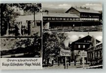 W8371 Bayerisch Eisenstein Bahnhof Landesgrenze Grenzbeamte Grenze Foto AK