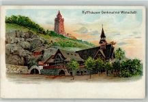 06567 O4731 Steinthaleben Lithographie Kaiser-Wilhelm-Denkmal Gasthaus