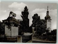 67677 W6753 Enkenbach-Alsenborn Foto AK Ev. Kirche mit Kriegerdenkmal