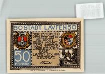 83410 W8229 Laufen , Salzach 1920 Notgeldschein 50 Pfennig Stiftskirche Wappen Bayern
