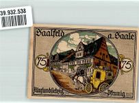 O6800 Saalfeld , Saale Fünfundsiebzig Pfennig Notgeld Deutschland 1921 Notgeldschein
