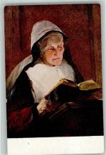 Nr. 150 Religion sign. Bisshop : Im Lichte der Bibel , Nonne Buch lesen E. A. Seemann Künstlerkarte