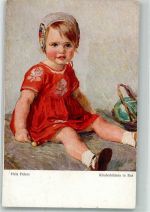 Kinderbildnis in Rot A.H.F. Nr. 654 Peters, H. Künstlerkarte