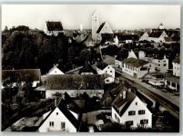 89340 W8874 Leipheim Foto AK Kirche Turm Auto