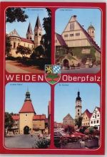 W8480 Weiden , Oberpf Unterer Markt Altes Rathaus Kirche St.Michael St.Joseph Turm Foto AK