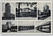 65428 W6090 Rüsselsheim - Hochbau, Adam-Opel Denkmal, Opel-Brücke, Park-Ruine