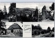 59872 W5778 Eversberg , Kr Meschede - Pfarrkirche Burgruine Rathaus Wacholderheide