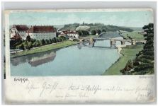 04668 O7240 Grimma Lithographie 1902 Muldenbrücke