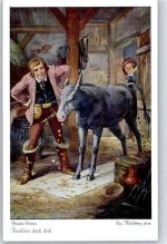 sign. Mühlberg, Georg Brüder Grimm Esel Tischlein deck dich Künstlerkarte