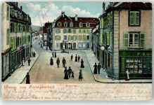 57200 Sarreguemines Lithographie / Künstlerkarte 1903 Marktplatz Geschäft