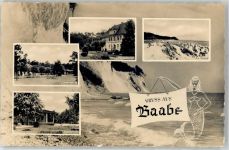 18586 O2356 Baabe , Ostseebad - Kurverwaltung Strandstraße Konzertplatz Strand Meerjungfrau
