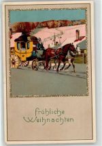 Weihnachten Postkutsche 1910 Prägedruck