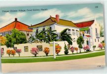 Miami Lithographie / Künstlerkarte Chinesisches Dorf Coral Gabels Florida