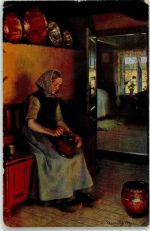 Frau sign. Kornerup Kaffeemühle 1913 Künstlerkarte
