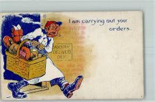 Laufbursche mit Korb I am carrying out your orders Beruf