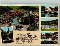 72160 W7240 Sulz am Neckar 1973 - Fliegeraufnahme Kirche Denkmal Schwimmbad