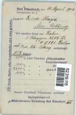 W7342 Bad Ditzenbach Ditzenbacher Sauerbrunnen Versandtkarte Getränk alkoholfrei 1913