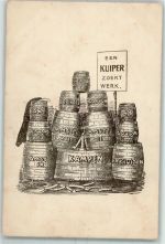 Een Kuiper zoekt Werk Ein Cooper sucht arbeit Beruf 1905 Lithographie