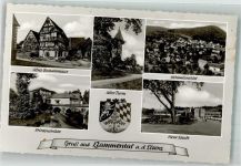 69245 W6919 Bammental - Panorama des Ortes Altes Fachwerkhaus Friedensbrücke Neue Schule Alter Turm