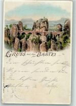 01847 O8351 Bastei 1898 Lithographie Säschische Schweiz