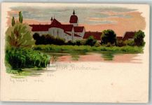 78479 W7752 Reichenau , Baden Gebrauchsspuren Insel Reichenau Gruss sign.Lithographie