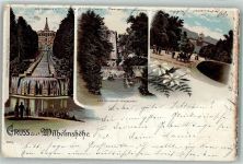 34117 W3500 Wilhelmshöhe 1897 Lithographie Cascaden Aquaduct-Wasserfall