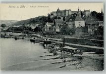 01796 O8300 Pirna 1927 Foto AK Dampfschiff Schloss Sonnenstein