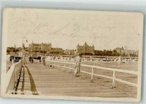 17454 O2238 Zinnowitz , Ostseebad 1934 Foto AK Seebrücke mit Strand