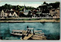 01829 O8306 Wehlen Stadt Foto AK Hotel Elbterrasse Motorboot