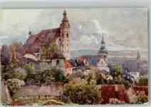 3500 Krems an der Donau Künstlerkarte sign. Lach, Fritz Nibelungenweg Kirche