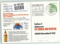 W4000 Düsseldorf Hohes C Fit durch den Winter Schlitten Getränk alkoholfrei Werbe AK