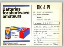 DK 4 PI Klaus NIK Hoffmann Varta Batterie Varta GmbH Qsl-Karte Werbe AK