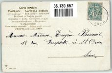 Junge elegante Frau mit einem interessierten Mann Fächer 1904 Künstlerkarte