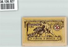 16259 O1310 Bad Freienwalde Notgeldschein Gutschein über 50 Pfennig Stadtsiegel