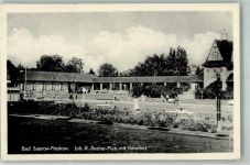 15526 O1241 Bad Saarow Foto AK Bahnhof LKW Joh.R-Becher-Platz