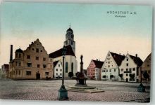 89420 W8884 Höchstädt a d Donau 1908 Foto AK Kirche Denkmal Gasthaus marktplatz
