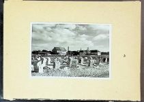 27472 W2190 Duhnen FOTO KEINE AK Foto montiert auf Karton Strand vor Hotel Meeresbrandung und Lesehalle Fotograf Otto Schulze