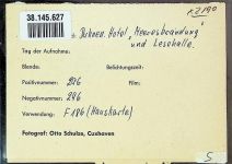 27472 W2190 Duhnen FOTO KEINE AK Foto montiert auf Karton Strand vor Hotel Meeresbrandung und Lesehalle Fotograf Otto Schulze