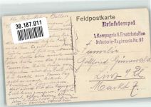 57590 Manhoue Foto AK Dorfstrasse Feldpost WK I 1. Komp. II.Ers.Bat. Inf. Regiment 97