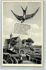 63920 W8766 Großheubach Künstlerkarte Schwalbe über Kloster Engelberg Notopfermarke