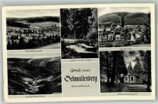 57392 W5948 Schmallenberg Foto AK Panorama des Ortes an der Lenne St. Alexander Kirche Wilzenbergkapelle