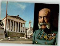Wien 1. Bezirk, Innere Stadt Portrait des Kaisers in Uniform mit dem Parlament Kaiser Franz Josef I.