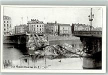 Liege Lüttich / Luik Foto AK Maasbrücke zerstört
