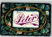 Prägedruck Peter Glücksklee Künstlerkarte Name auf AK 1908 Gebrauchsspuren