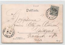Fotokarte Künzelsau. Teilansicht mit Kirche gelaufen. Leichter Schrift- und Stempeldurchdruck, kleiner Knick oben und unten links, sonst gut erhalten